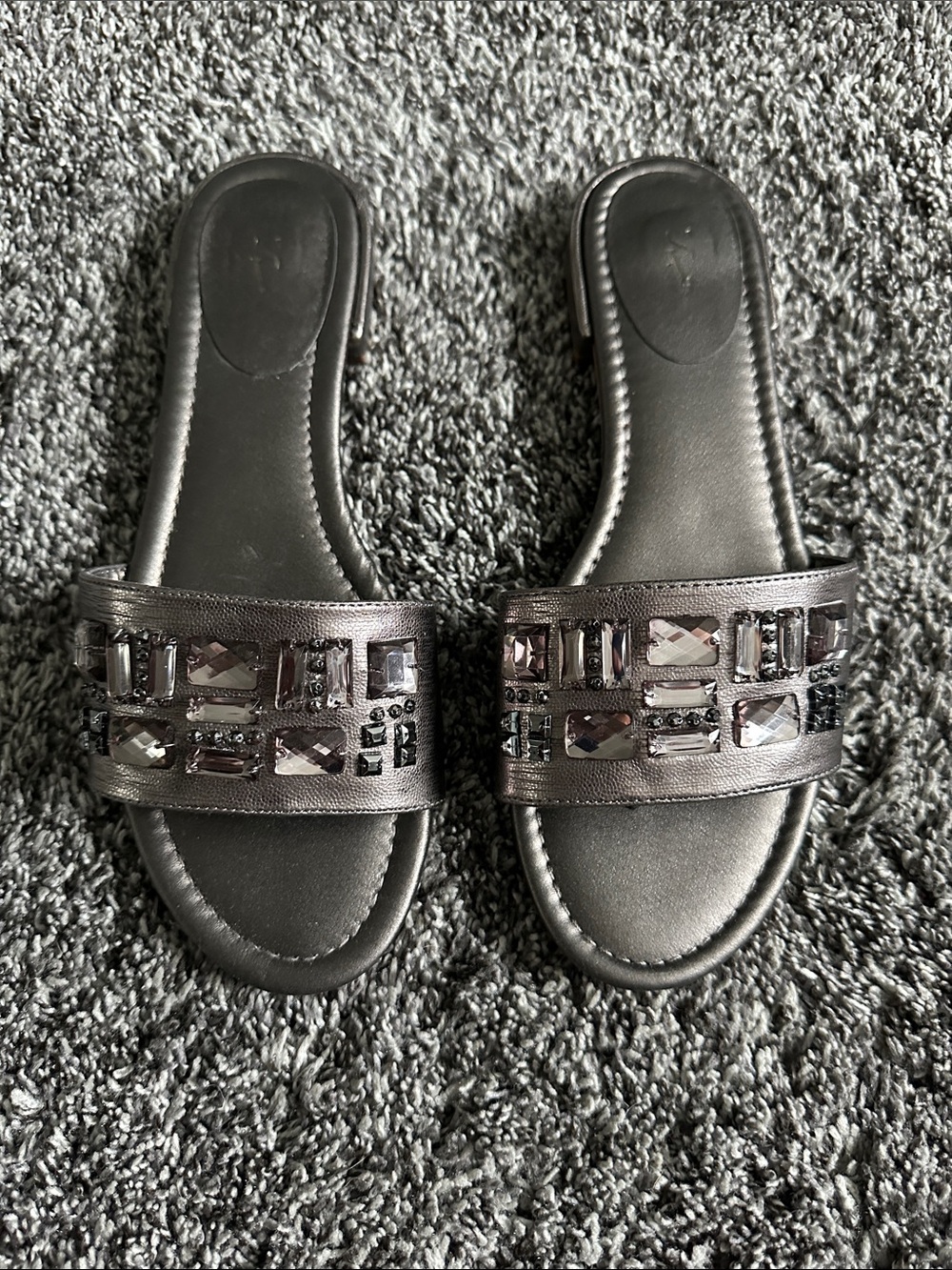 Simply Vera Vera Wang Pewter Jeweled Slide Sandals - Women